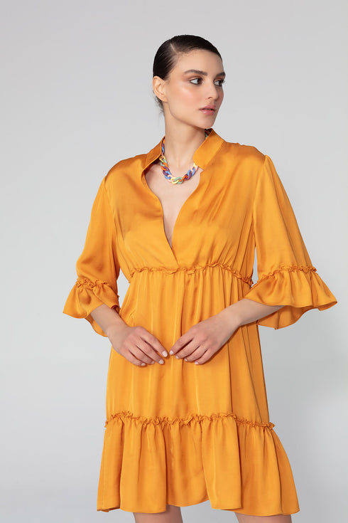 Cyrus3/4 Sleeve Mini Dress With Frill Detail